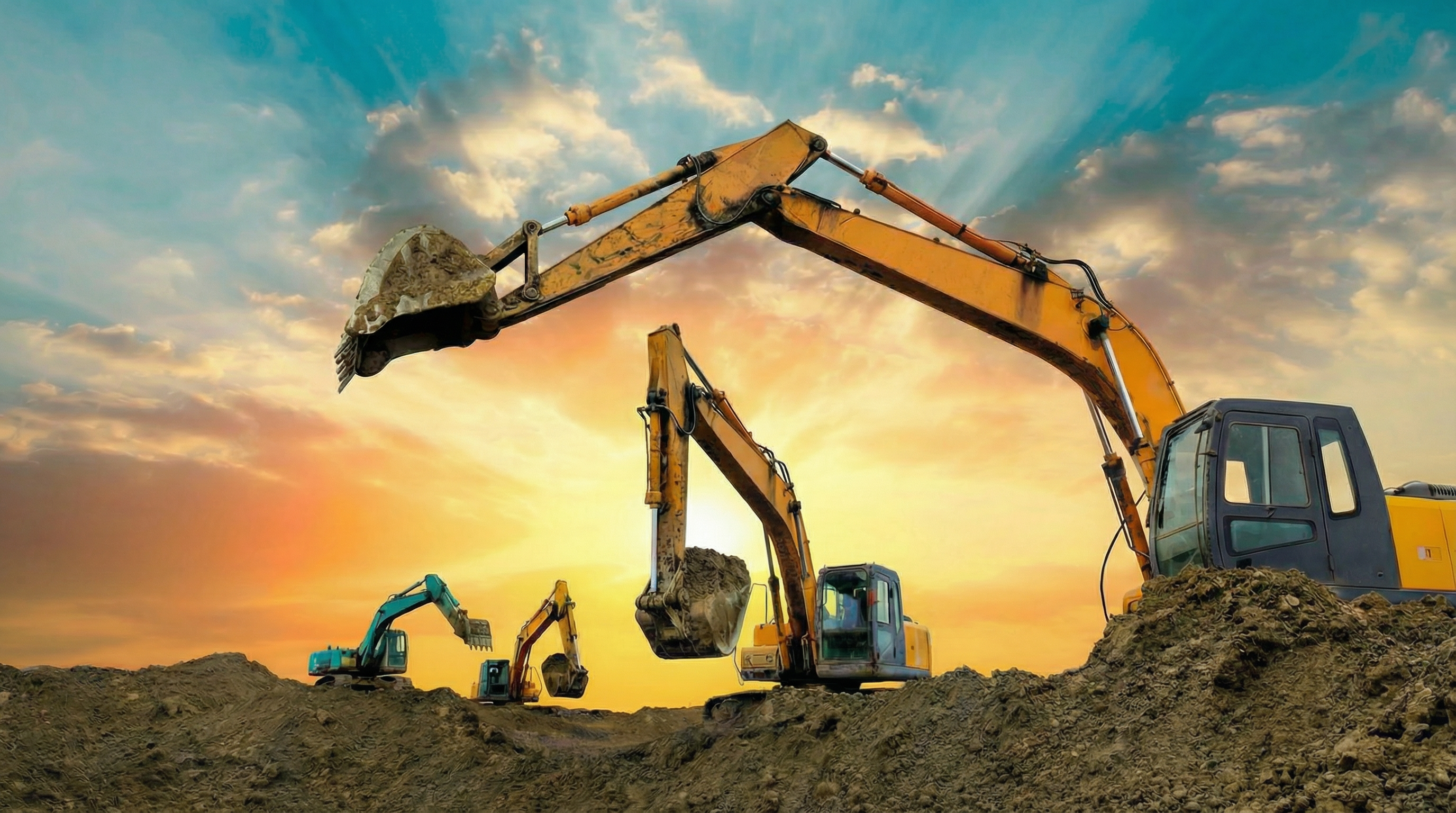 Excavator with Wiring Harness in Action